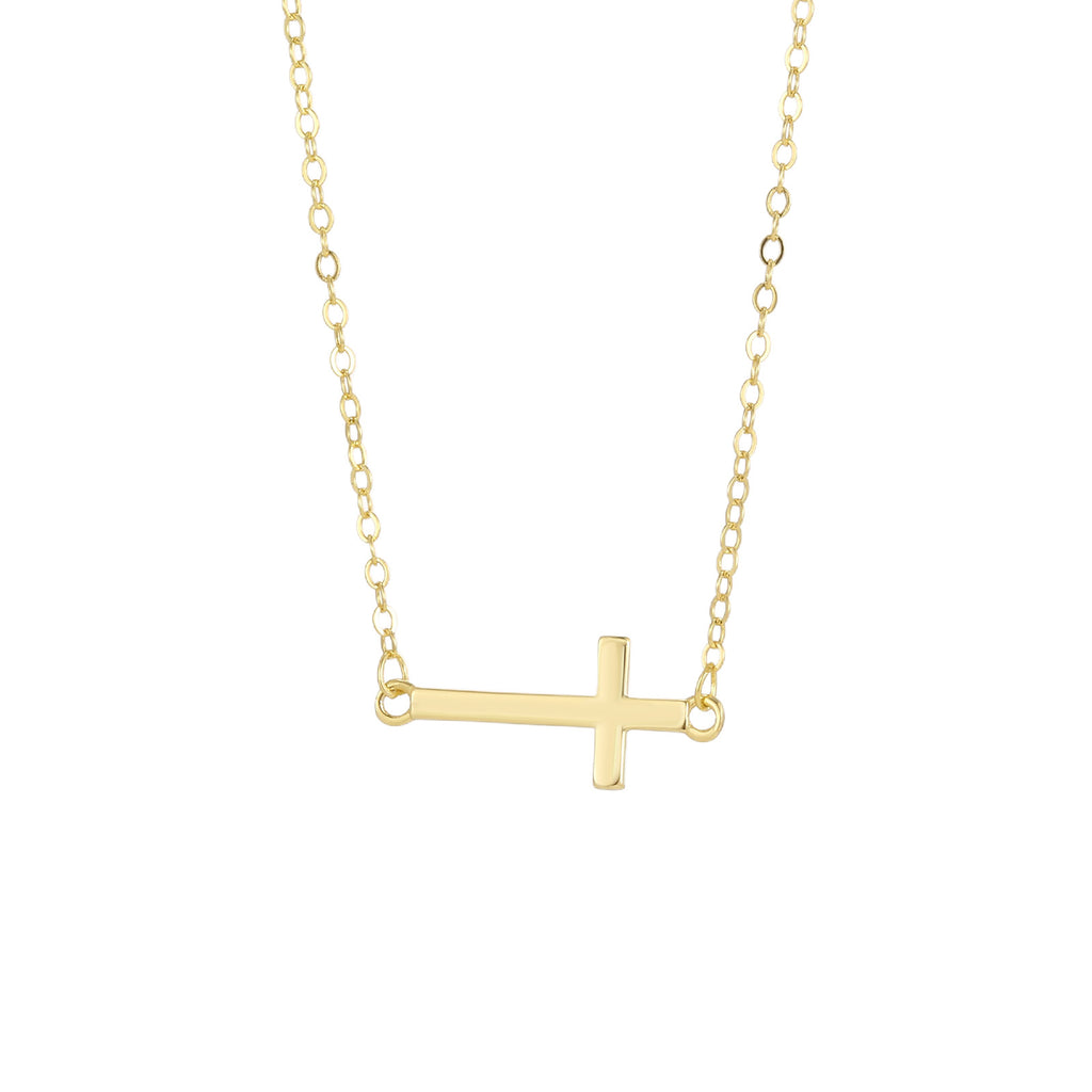 isolated front view of stone-free 925 silver cross necklace