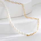 close view of the half-chain half-beaded necklace design