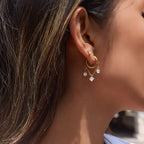 Shorter chain hoop with geometric drop worn on an ear