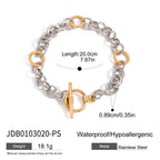 Two-Tone Stainless Steel Chain Bracelet Collection – size and variant reference