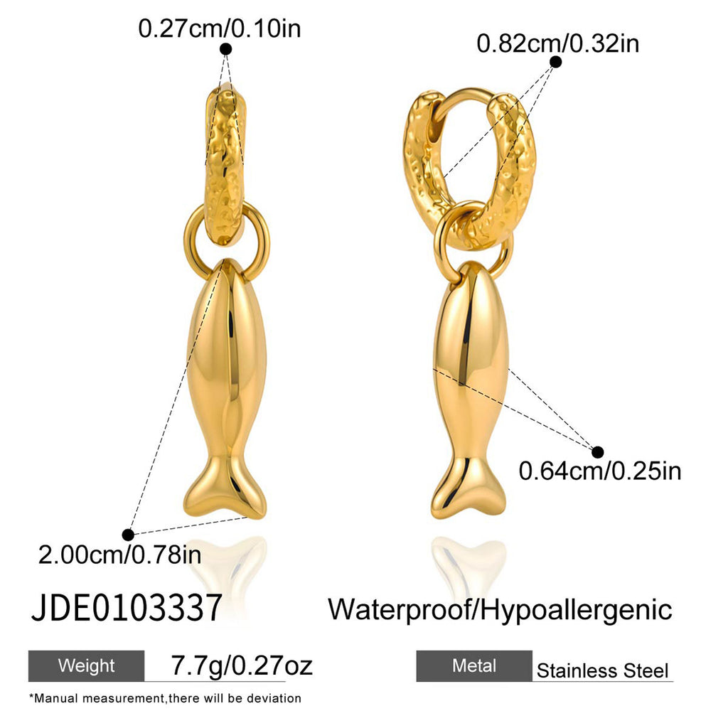 Fish charm and hoop component dimension diagram