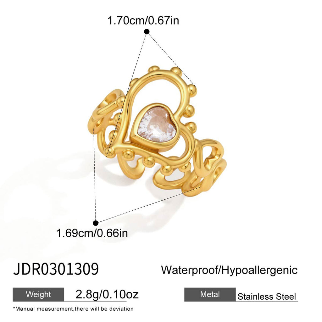 Open heart stainless steel ring measurement chart