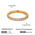 Gold-tone clear-stone band with size guide