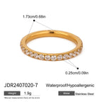 Gold-tone clear-stone band with size guide