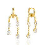 Gold tone hoops with marquise accents and pear-shaped drops