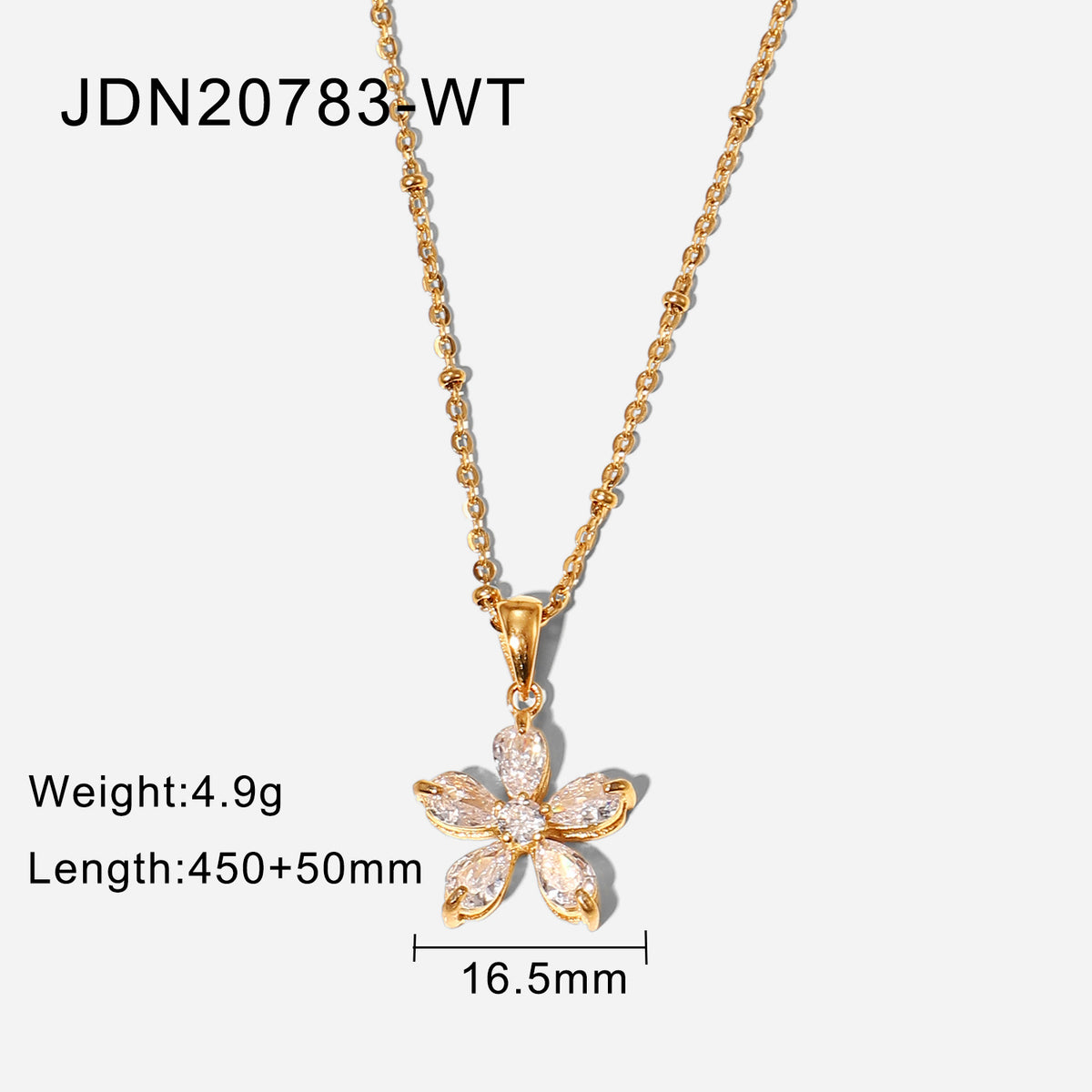 Gold Plated Clear Accent Flower Pendant Necklace – product view 5