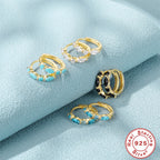 gold plated 925 sterling silver marquise stone huggie earrings — product image 4 of 9