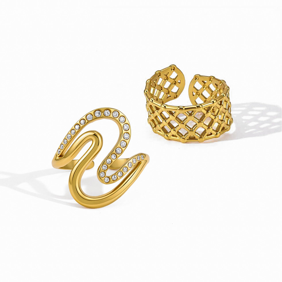 Two openwork ring options on white