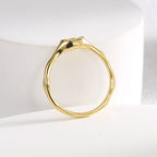 rear view of the polished minimalist black stone ring