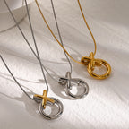 Mixed-Finish Sculptural Heart Stainless Steel Necklace Collection — wholesale view 3