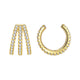 Triple-row stone ear cuff showing the open curved back