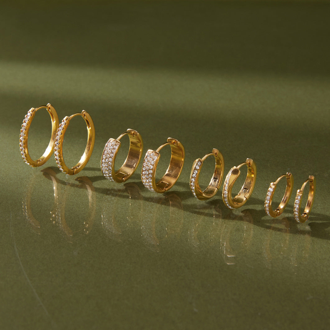 Four rhinestone hoop styles arranged in pairs