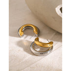 Two-Tone Layered Stainless Steel Hoop Earrings – product view 1