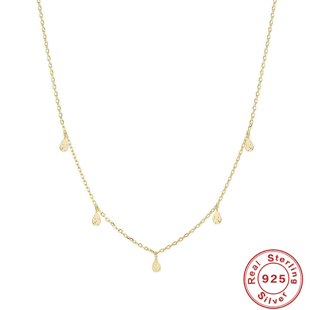 gold plated 925 sterling silver necklace with five teardrop stations