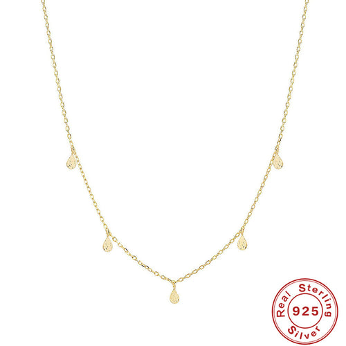 gold plated 925 sterling silver necklace with five teardrop stations