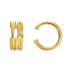 front and side view of gold plated open ear cuffs