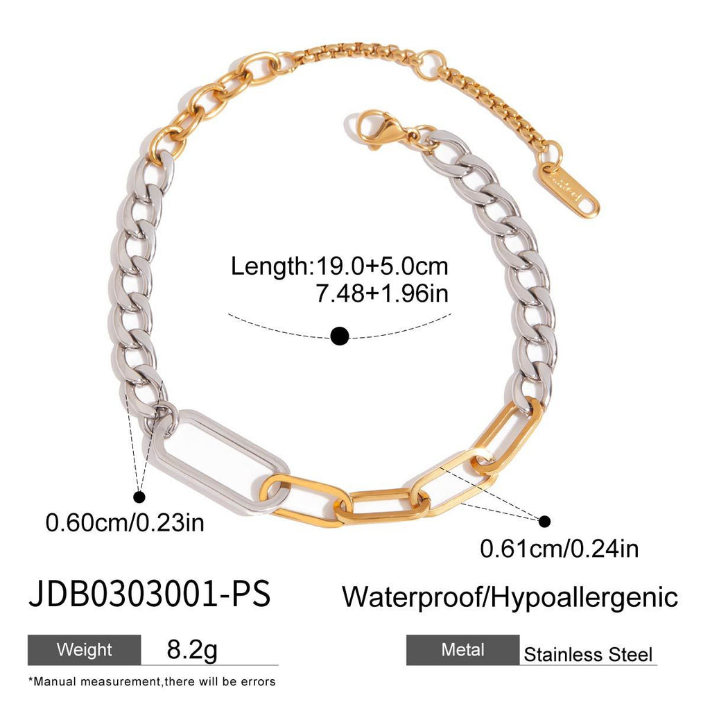 Two-Tone Stainless Steel Chain Bracelet Collection – alternate view