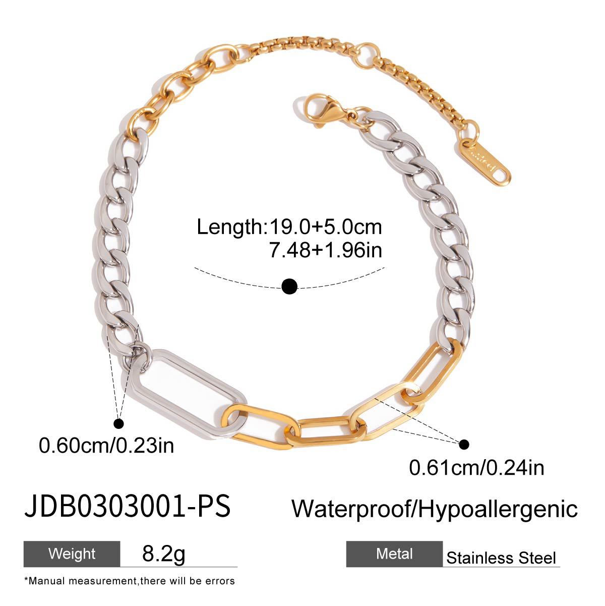 Two-Tone Stainless Steel Chain Bracelet Collection – alternate view