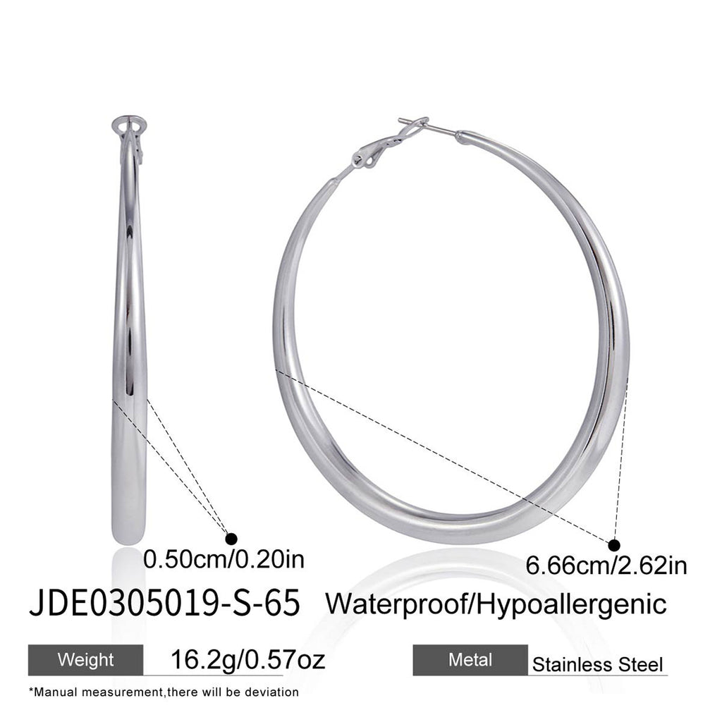 65 mm silver-finish graduated hoop earring dimensions