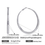 65 mm silver-finish graduated hoop earring dimensions