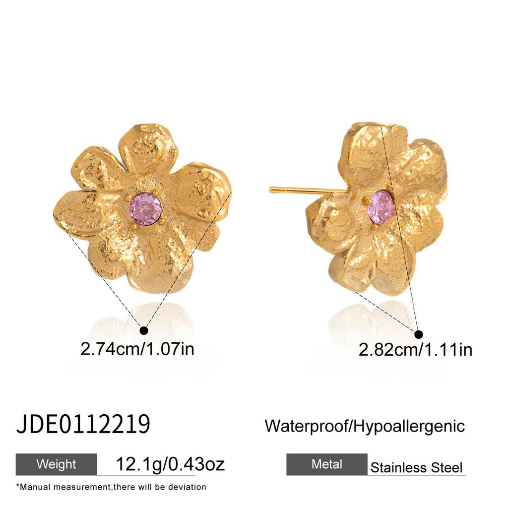 Pink-accent floral earring size chart