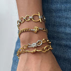 Two-Tone Knotted and Mixed-Link Stainless Steel Bracelets — knotted mixed-chain bracelet option
