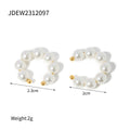 Gold-Tone Pearl-Look Floral Tassel Stainless Steel Earrings size and proportion reference