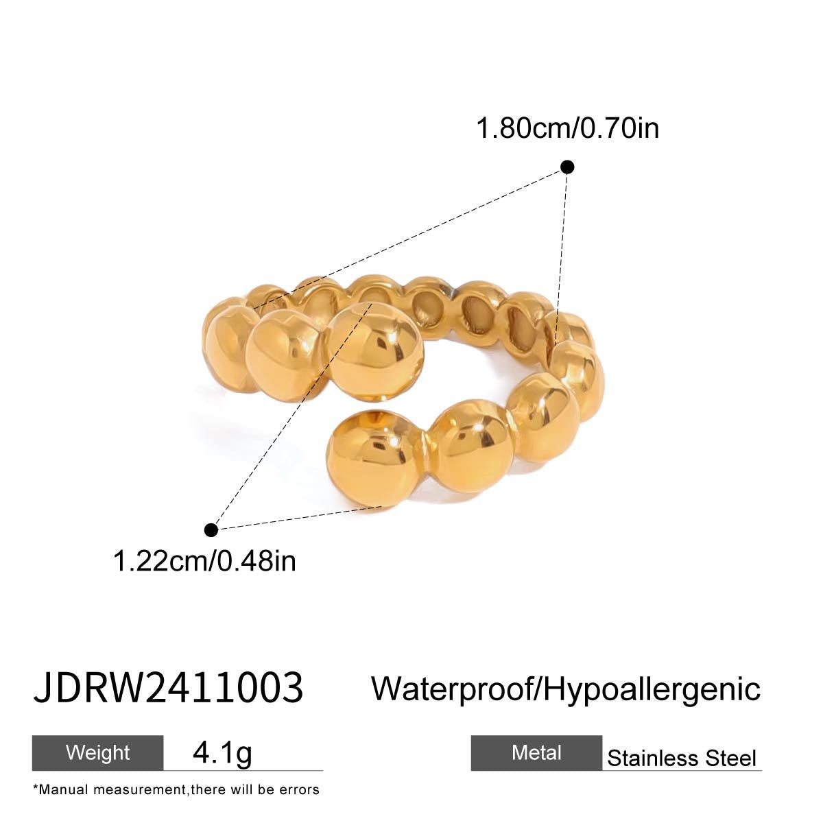 Stainless Steel Bead Open Ring Collection in Mixed Finishes variant reference