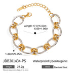Silver-tone oval links joined by small gold-tone rings