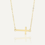 gold plated 925 sterling silver sideways cross necklace