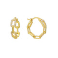 gold plated 925 sterling silver pavé paperclip link hoop earrings — product image 6 of 9