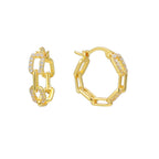 gold plated 925 sterling silver pavé paperclip link hoop earrings — product image 5 of 9