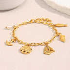Gold plated 316L stainless steel coastal charm bracelet