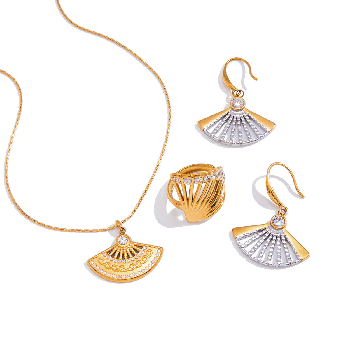 Individual fan jewelry options on white