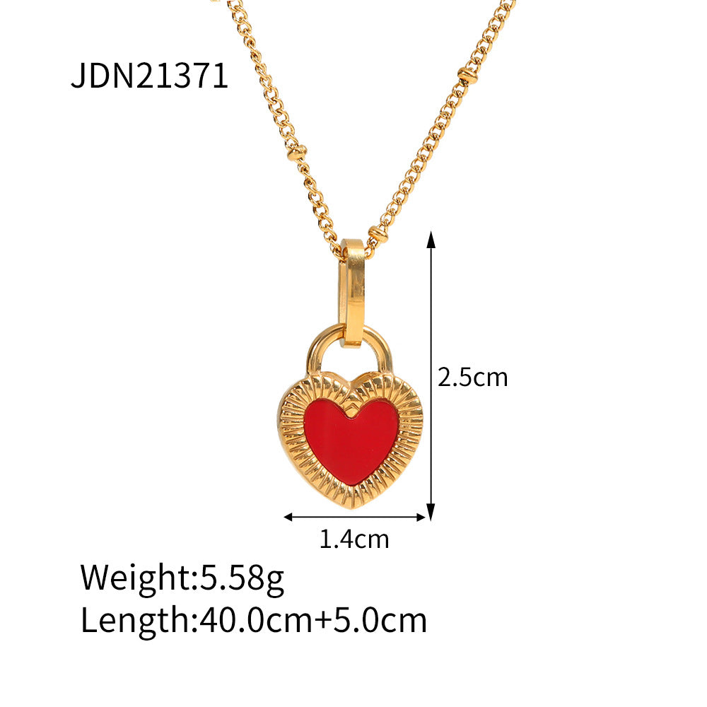 Red-heart comparison necklace dimensions; this listing offers black