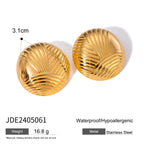 Ribbed Dome Stainless Steel Stud Earrings in Three Finishes – product view 5