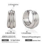 dimensions of the silver-finish stainless steel triple-ridge hoops