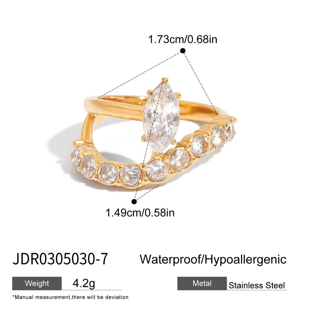 Layered marquise and round stone ring size chart