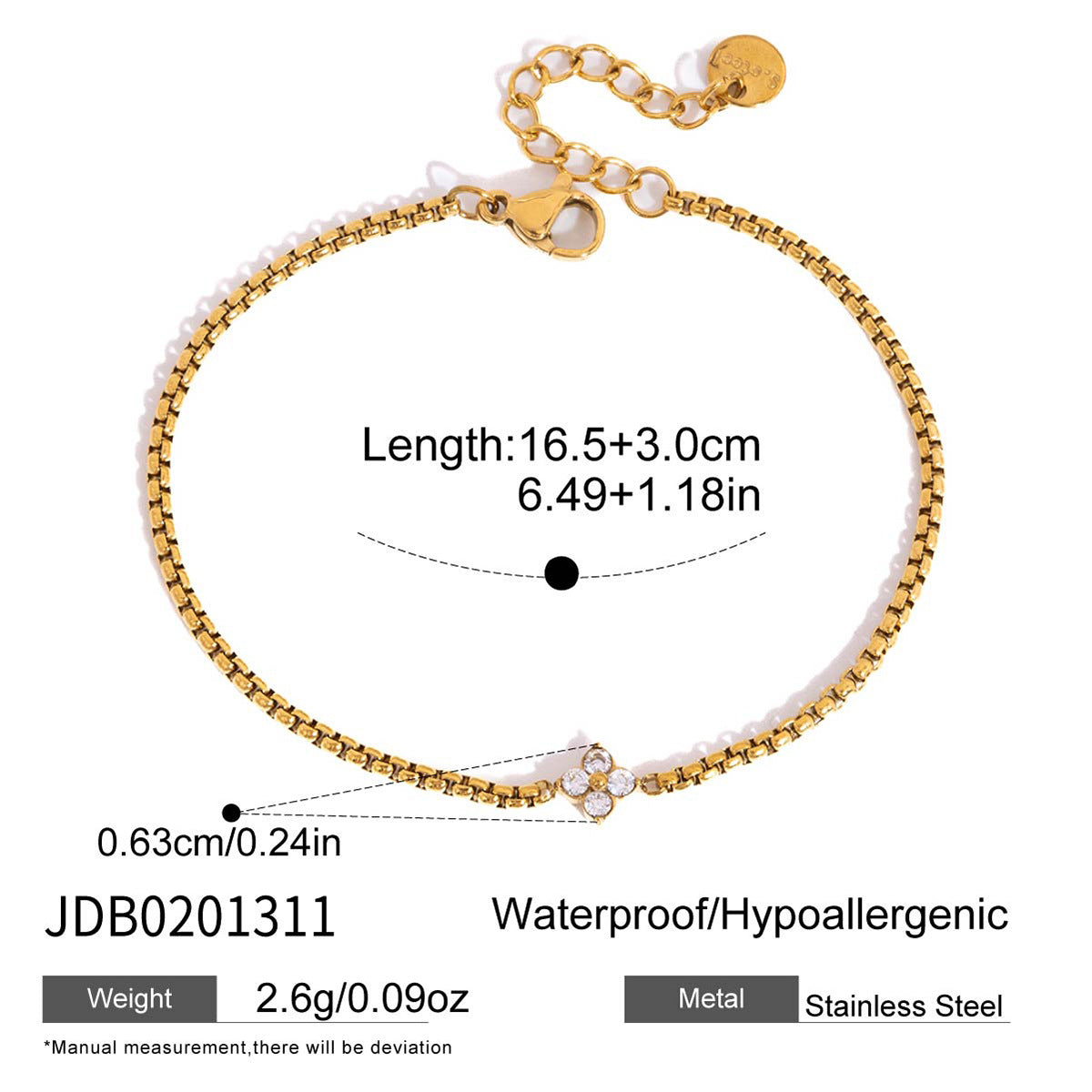 Single-flower bracelet and extension chain