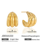 Triple ridge stainless steel earring measurement reference