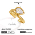 Gold tone pear zirconia ring measurement reference