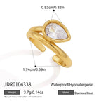 Gold tone pear zirconia ring measurement reference