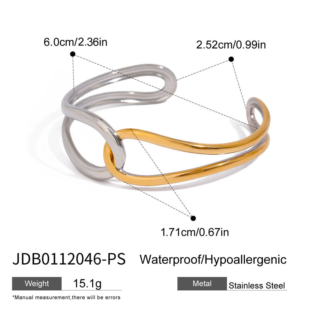 Two-Tone Stainless Steel Open Cuff Bracelet Collection — additional style
