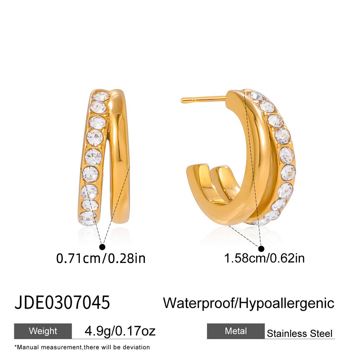 Stainless Steel Hoop, Ear Cuff and Heart Stud Earring Collection variant style view