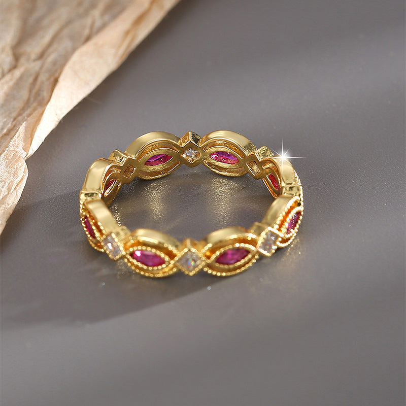 inside view of gold plated openwork marquise stone band