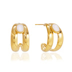 Front and side views of inlay accent double hoops