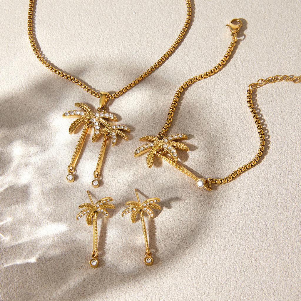 Stone-accent palm jewelry laid on fabric