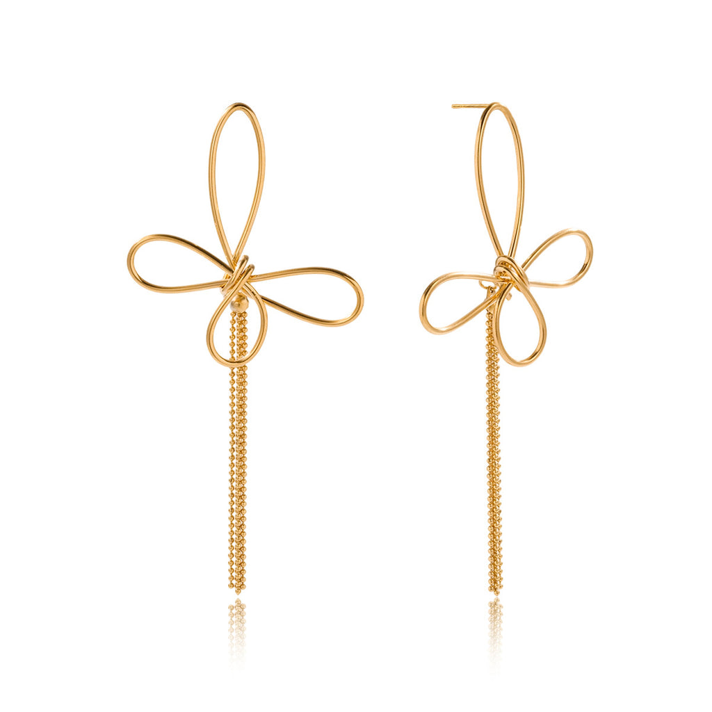 Butterfly Fringe and Star Drop Stainless Steel Earrings — styled view of the star pair