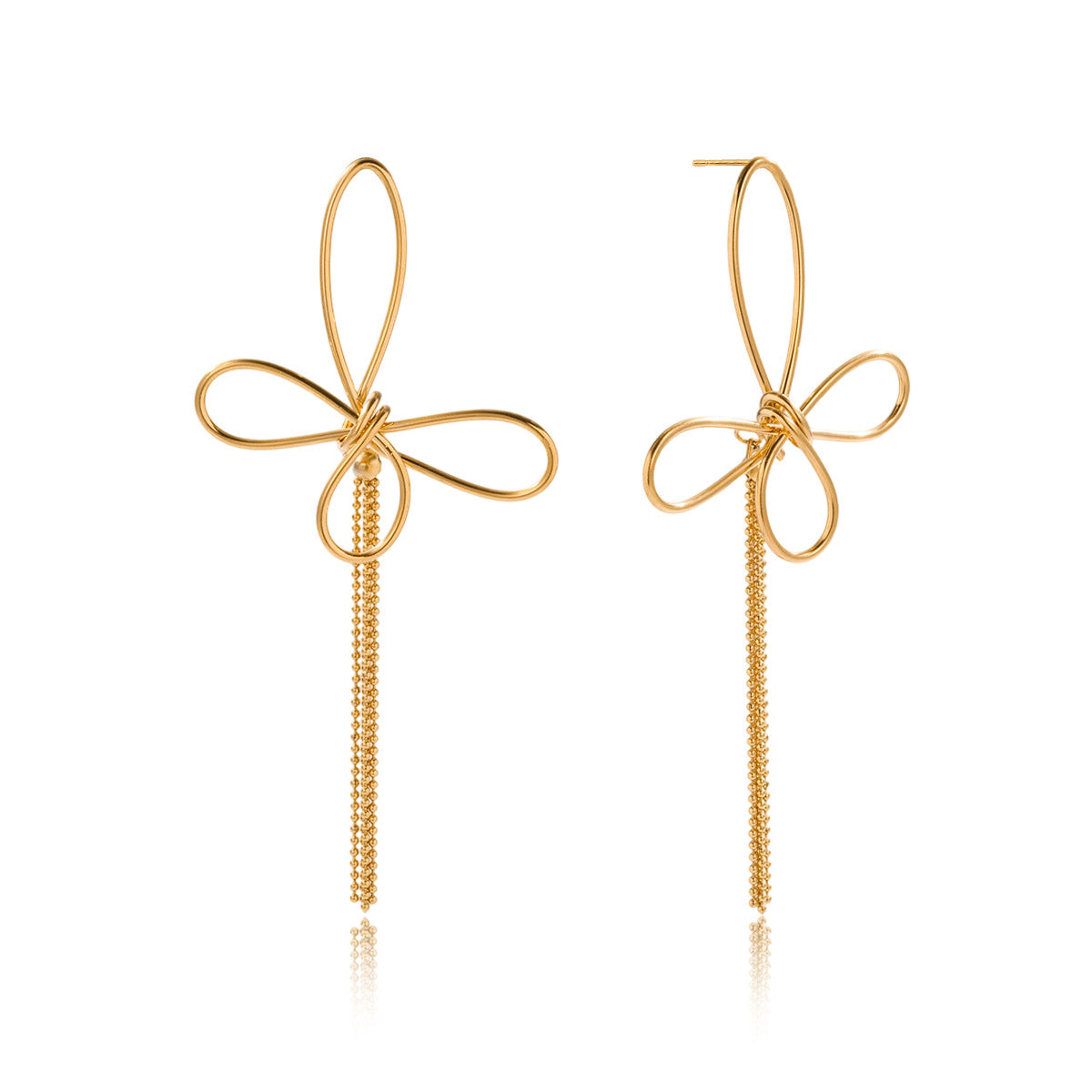 Butterfly Fringe and Star Drop Stainless Steel Earrings — styled view of the star pair