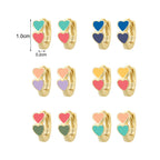 Gold Plated 925 Sterling Silver Colorful Double Heart Hoop Earrings — six color options and 10 mm size diagram